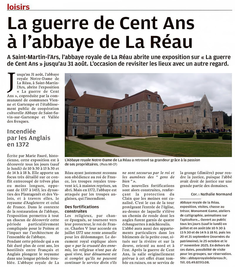 Article sur l'Abbaye Royale de la Réau